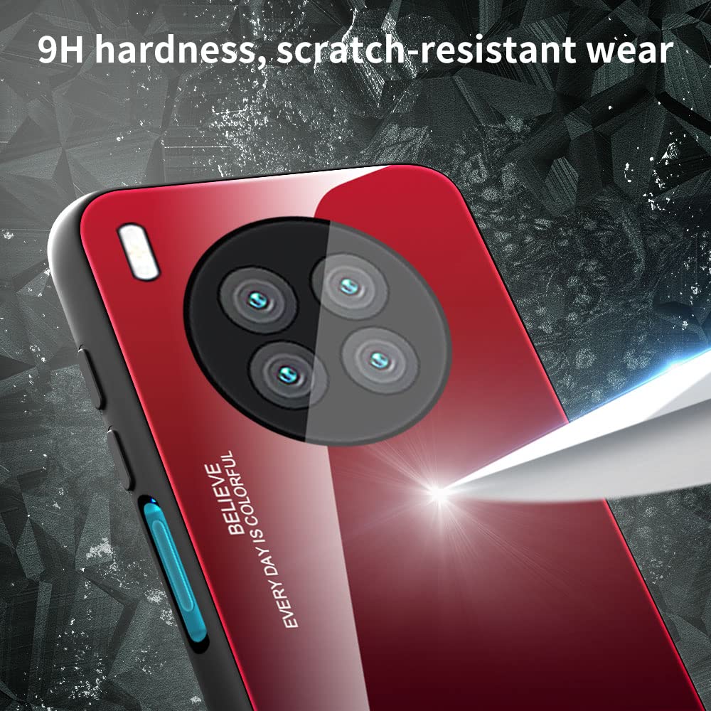 Asuwish Cover Per Honor 50 Lite / Huawei Nova 8i - Custodia Rigida Con Anello Magnetico E Supporto, + Pellicola Vetro Temperato (Rosso)