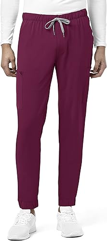 WonderWink Mens Renew Men's Jogger Medical Scrubs Pants, Wine, Large US