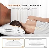 Vista 2 de SweetNight Bed Pillows Queen Size Set of 2, Fluffy Luxury Hotel Pillows Collection Gusseted for Neck and Shoulder, Side Back Stomach Sleeper Pillow