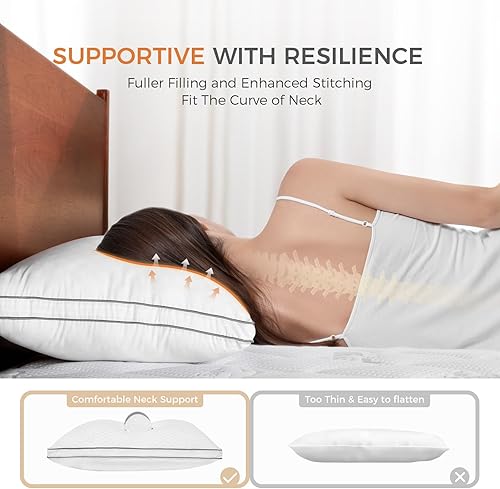 Miniatura 2 de SweetNight Juego de 2 almohadas de cama tamaño Queen, colección de almohadas de hotel de lujo esponjosas con refuerzo para cuello y hombros,