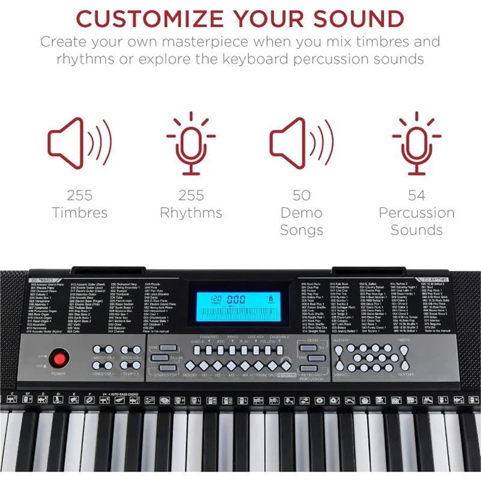 Pianoforte Elettronico Professionale Pianoforte Elettronico Portatile A 54 Tasti Con Schermo LCD E Supporto Per Spartiti Musicali