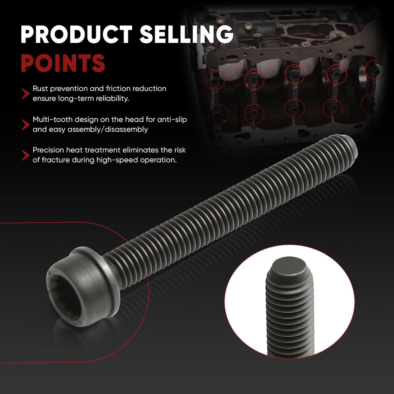 N91118902 10Pcs Cylinder Engine Block Crankcase Head Cover Bolts Compatible with Audi A3 A5 A6 Q5 TT VW Passat CC Golf Seat Skoda EA888 1.8/2.0T, M10 x 80 mm