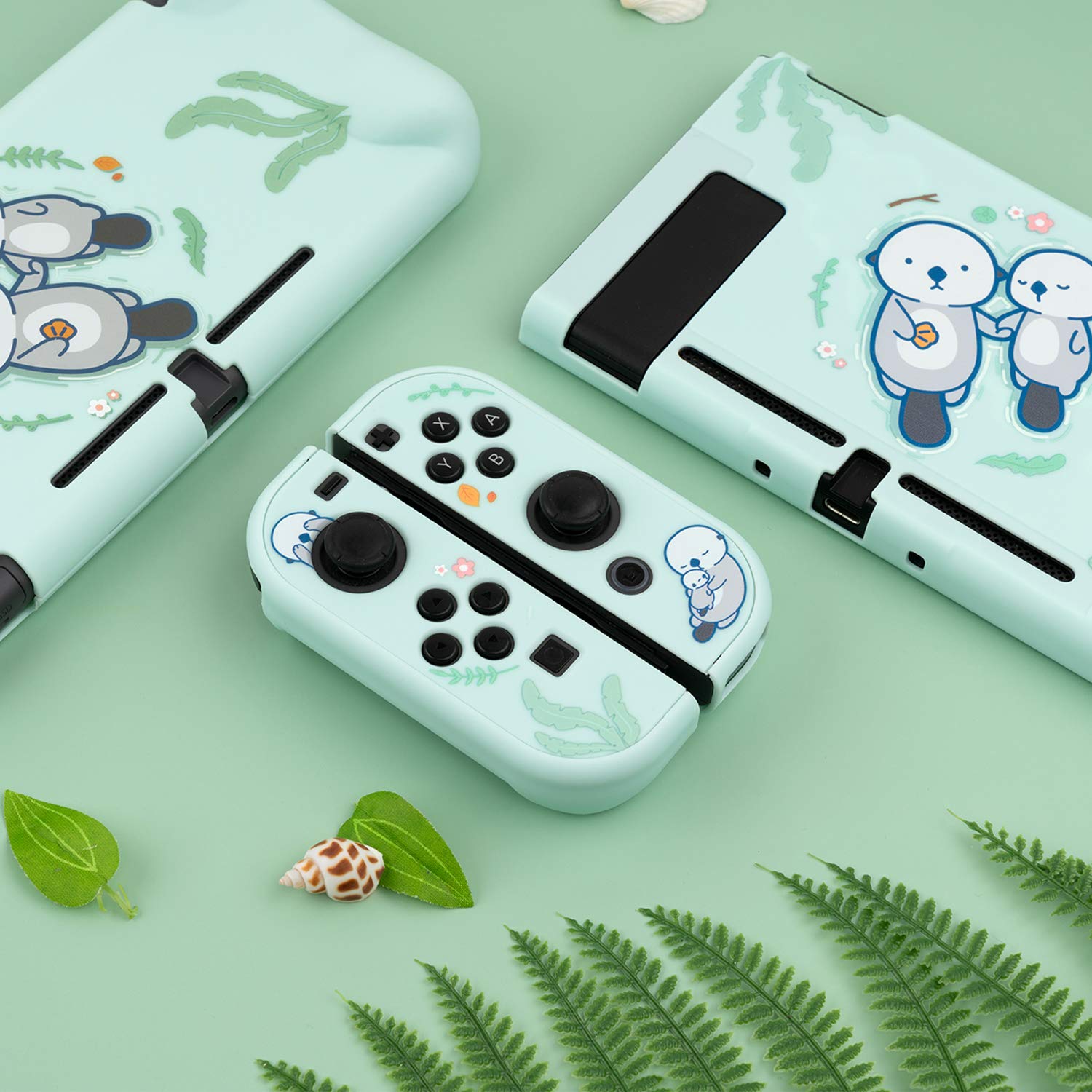 GeekShare Coque de Protection Fine Compatible avec Nintendo Switch et Joy Con - Absorption des Chocs et Anti-Rayures (Loutre de mer)