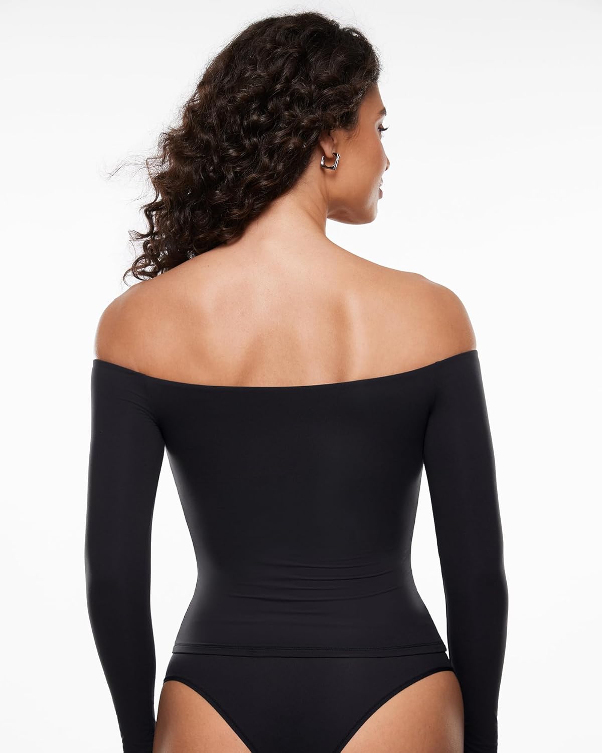 INLYRIC Women's Inbarely Soft Off The Shoulder Double Lined Long Sleeve Tops Going Out Slim Fitted Sexy Trendy T-Shirts - Image 4