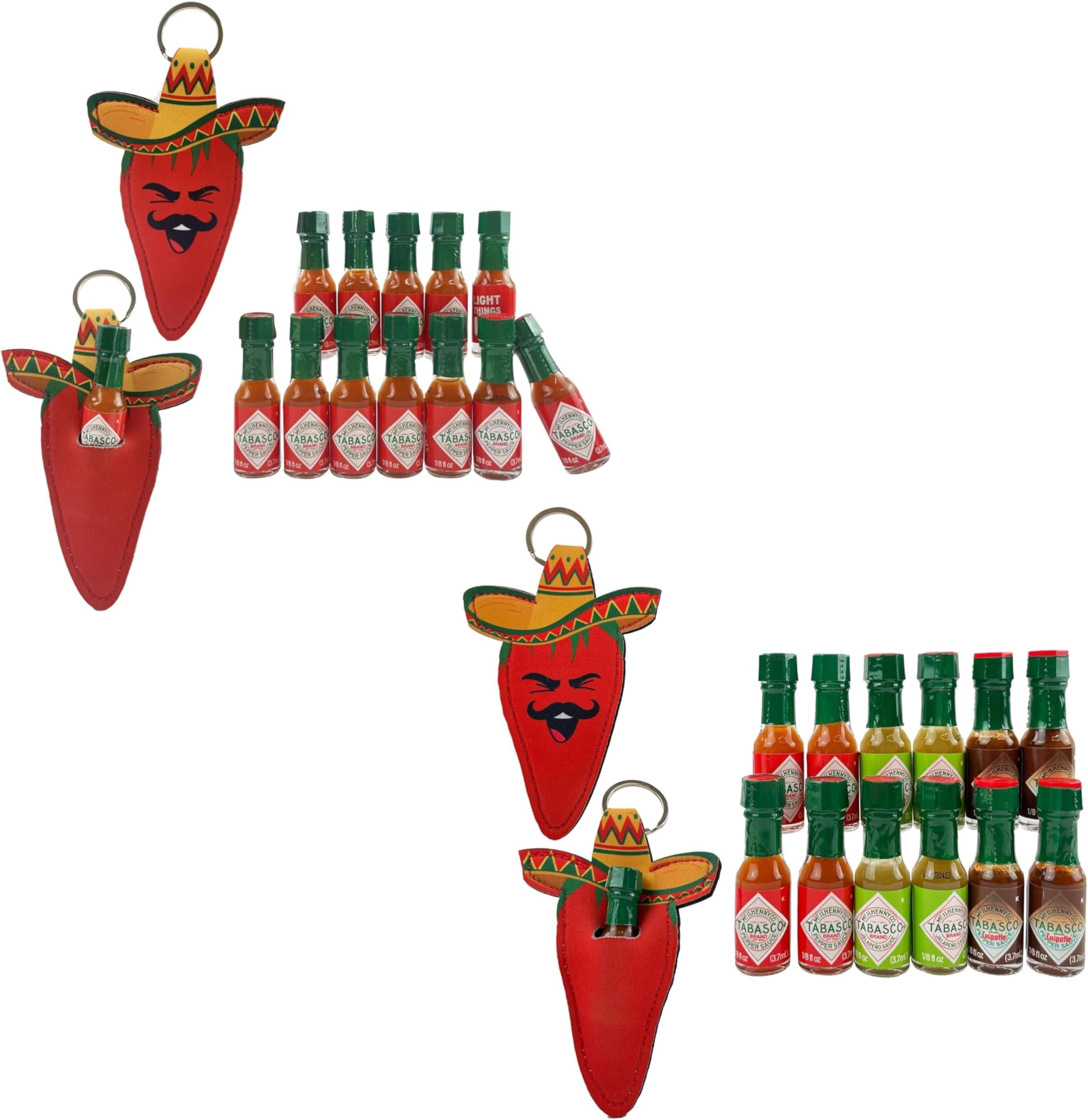 24Piece Assorted Mini Tabasco Hot Sauce Set with Keychain