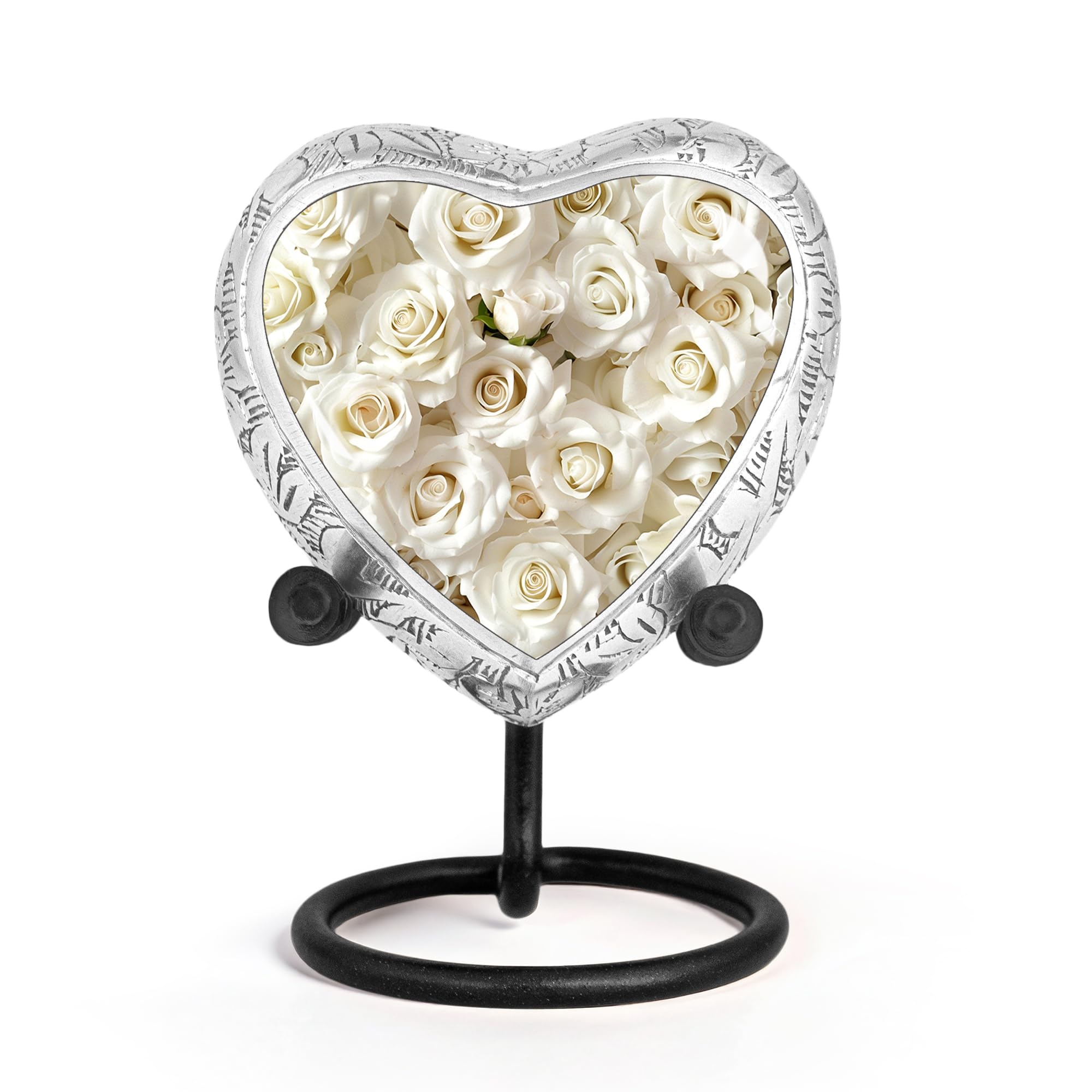 STONLIF White Rose Cremation Urn – Elegant Ivory Container for Human Ashes – Small Keepsake Heart Funeral, Memorial, Burial Urn for Men, Women, Childeren and Pets