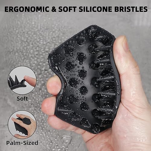 Miniatura 5 de Masajeador de cuero cabelludo de silicona con gancho de pared, limpiador de barba y cabello para el crecimiento del cabello, reduce la caspa,