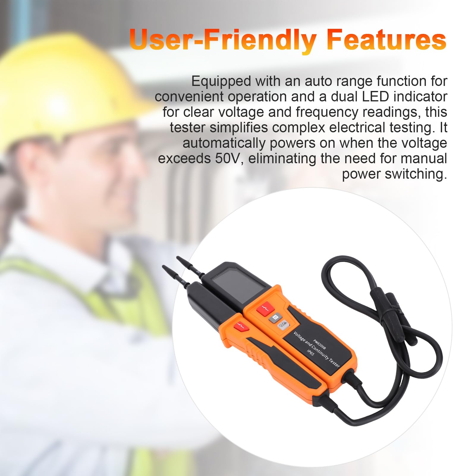 Luocute Tester Napięcia i Ciągłości, Automatyczny Wybór Zakresu 12 V ~ 1000 V AC/DC, Wielofunkcyjny, Wodoodporny Cyfrowy Tester Obwodów, do Prac Elektrycznych