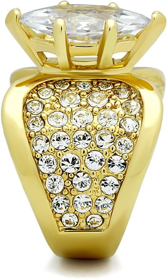 Marimor Jewelry Women's Stainless Steel 316 Marquise Cut Zirconia Gold Plated Engagement Ring