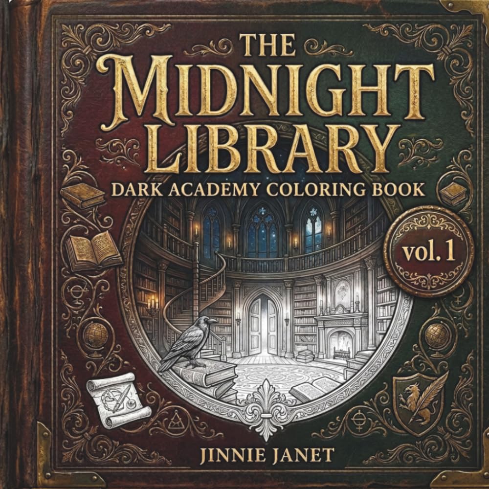 The Midnight Library: Dark Academy Coloring Book for Adults | Aesthetic Gothic Library Scenes, Secret Passages & Vintage Books | The Scholar’s Shadows ... Journey with 50 Detailed Illustrations