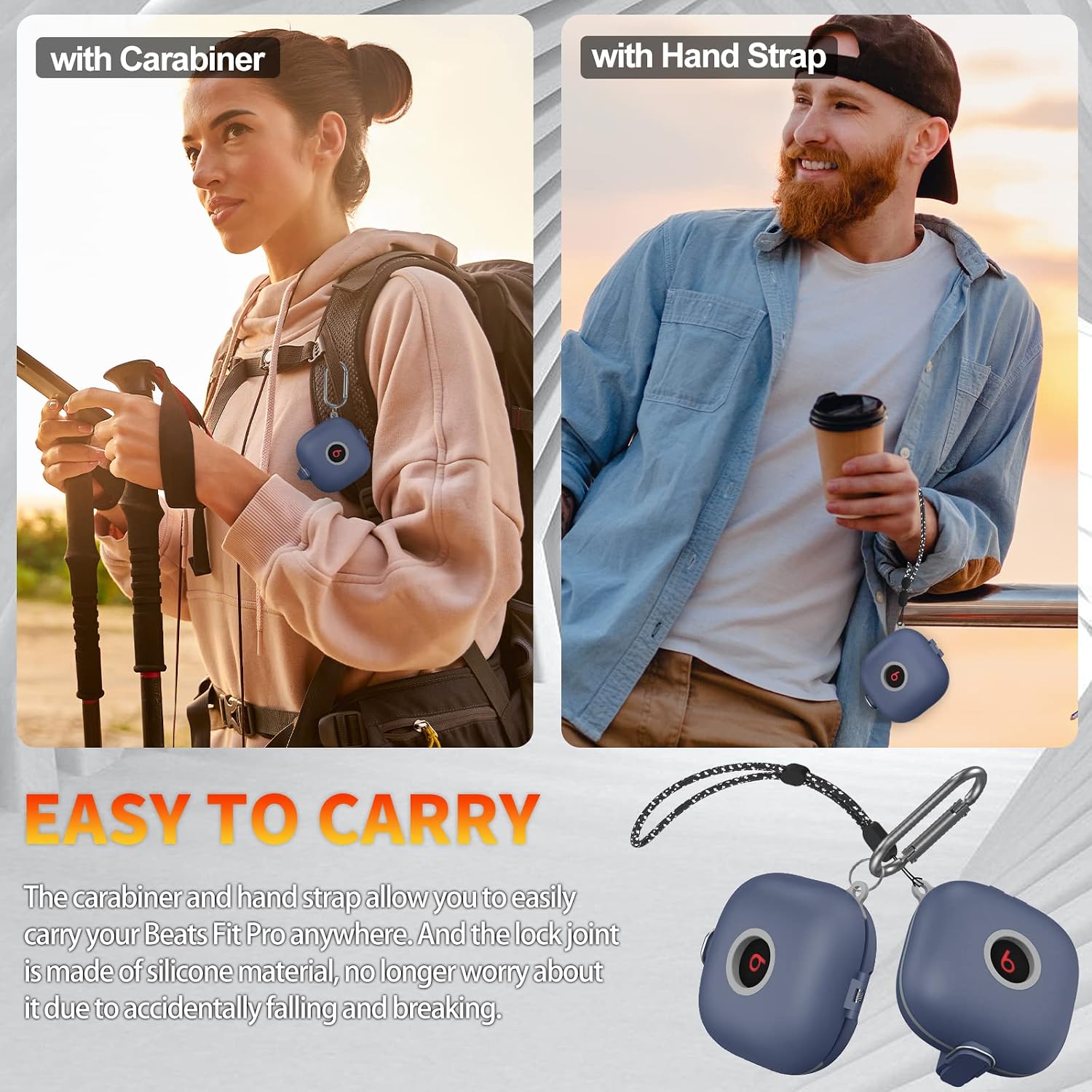 [Upgrade Lock] Case for Beats Fit Pro, Cover Only Compatible with Beats Fit Pro 2021 Earbuds Armor Shockproof Protective with Anti-Lost Lanyard Keychain (Blue)