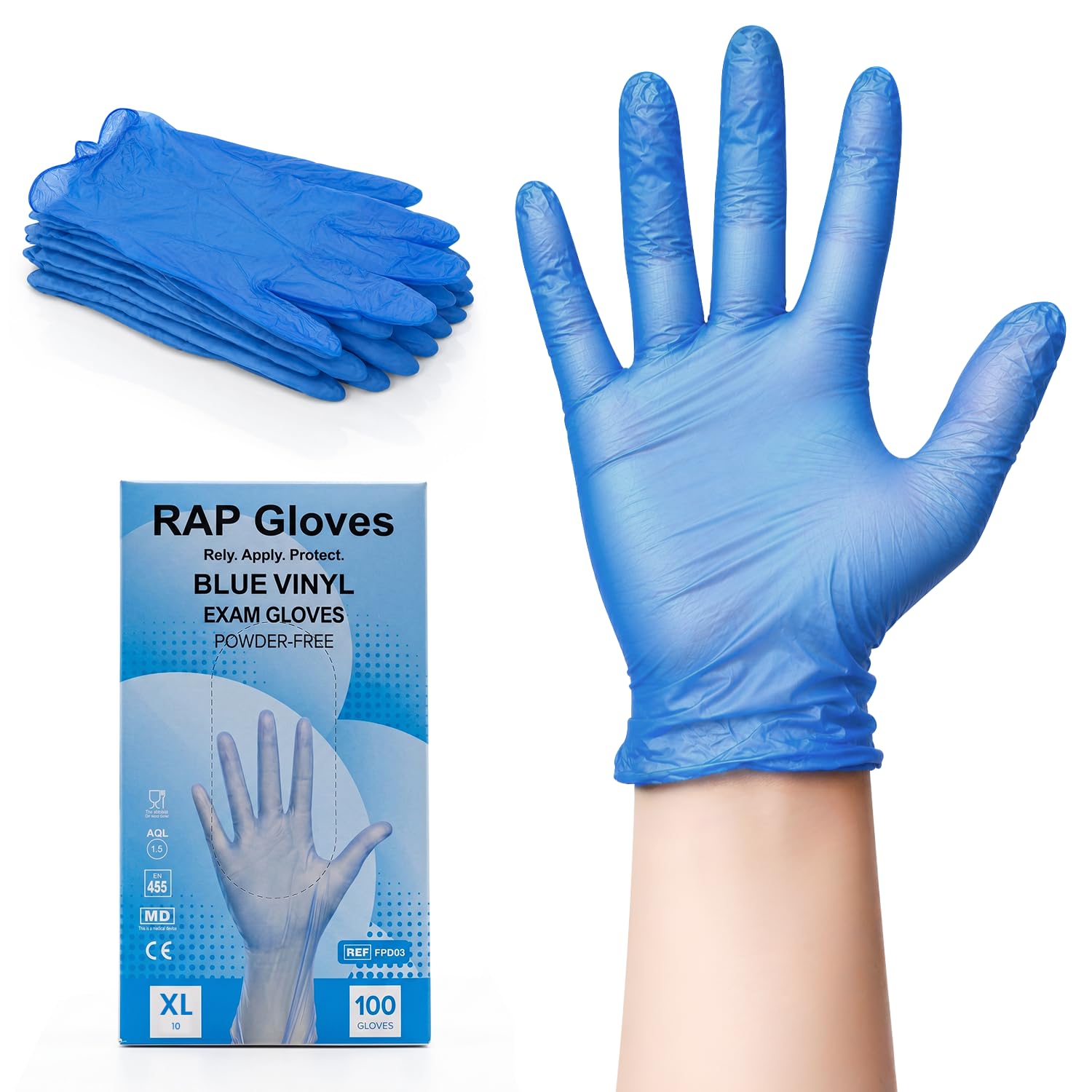 Disposable Vinyl Gloves XL Blue Pack of 100, Perfect for Cooking, Cleaning & Household Tasks Gloves โ image 1
