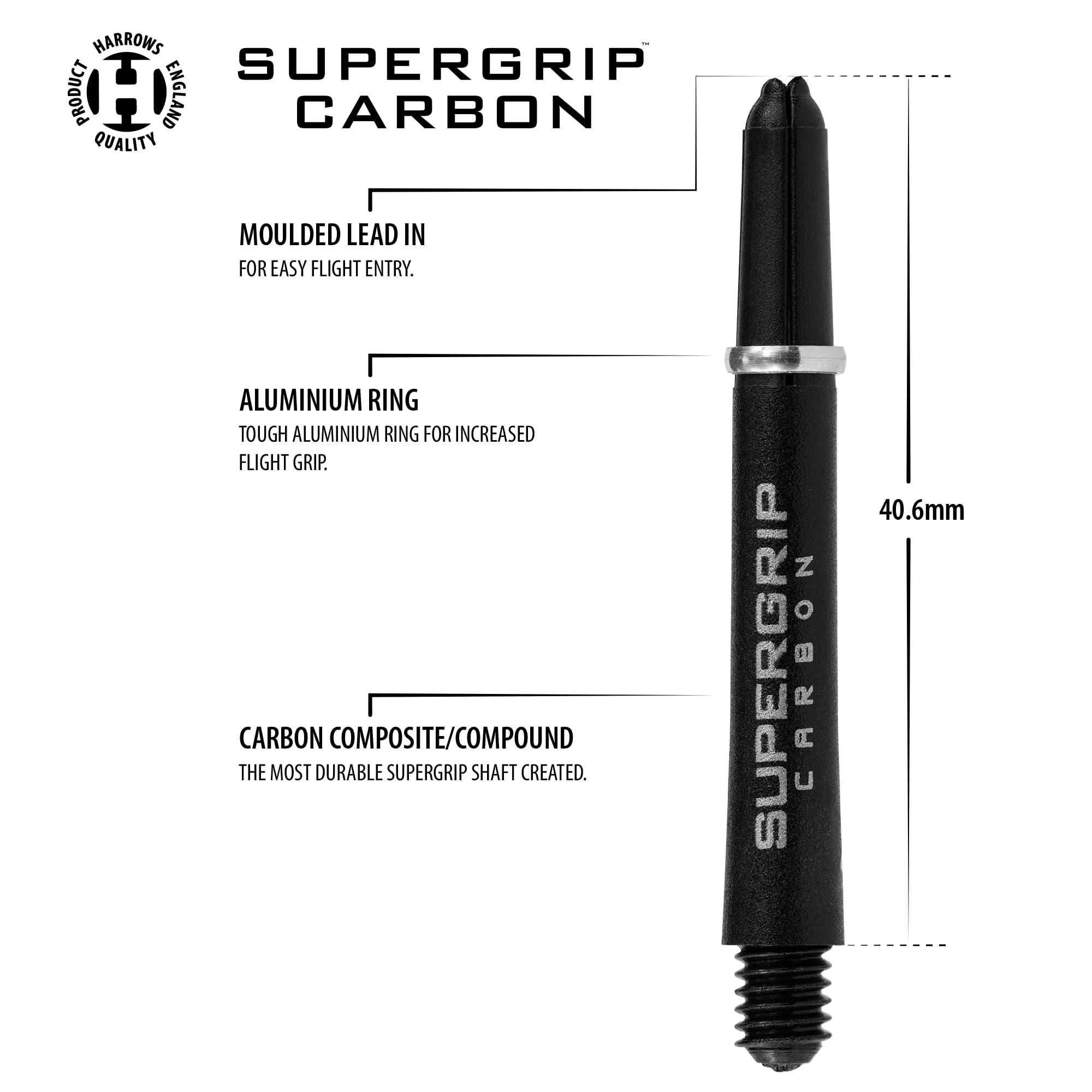 Harrows Darts 3 x Zestawy Trzpieni do Rzutek Supergrip Carbon - Łącznie 9 Trzpieni do Rzutek - Średnie, Średnie i Krótkie