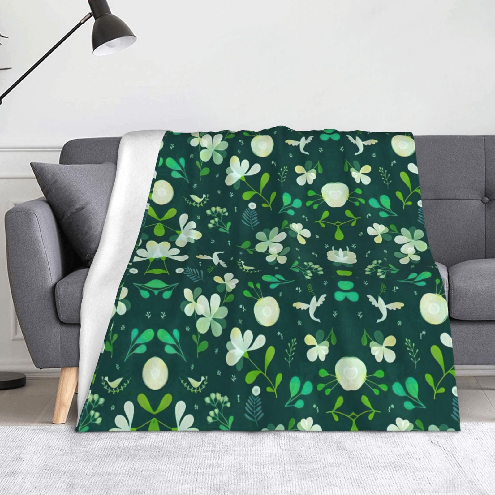 Couverture douillette herbe et colombe, le cadeau de flanelle réconfortant pour Halloween