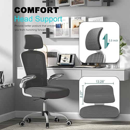 Miniatura 5 de Mimoglad Silla de oficina, silla de escritorio ergonómica de respaldo alto con soporte lumbar ajustable y reposacabezas, silla giratoria