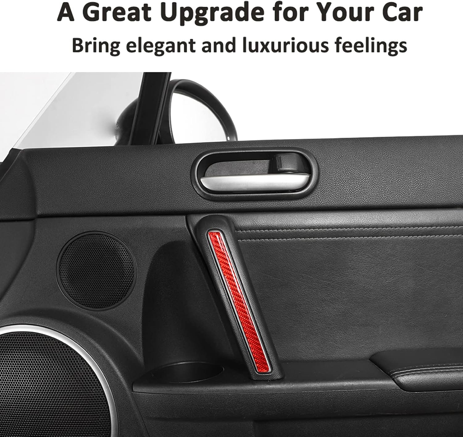 Soft Carbon Fiber 3D Sticker Inner Door Panel Stickers Cover Decorative Trims Strips,for Mazda MX-5 NC RF Miata 2009-2014,Car Interior Door Handle Decorative Strip (Red Carbon Fiber, Handle Strip)