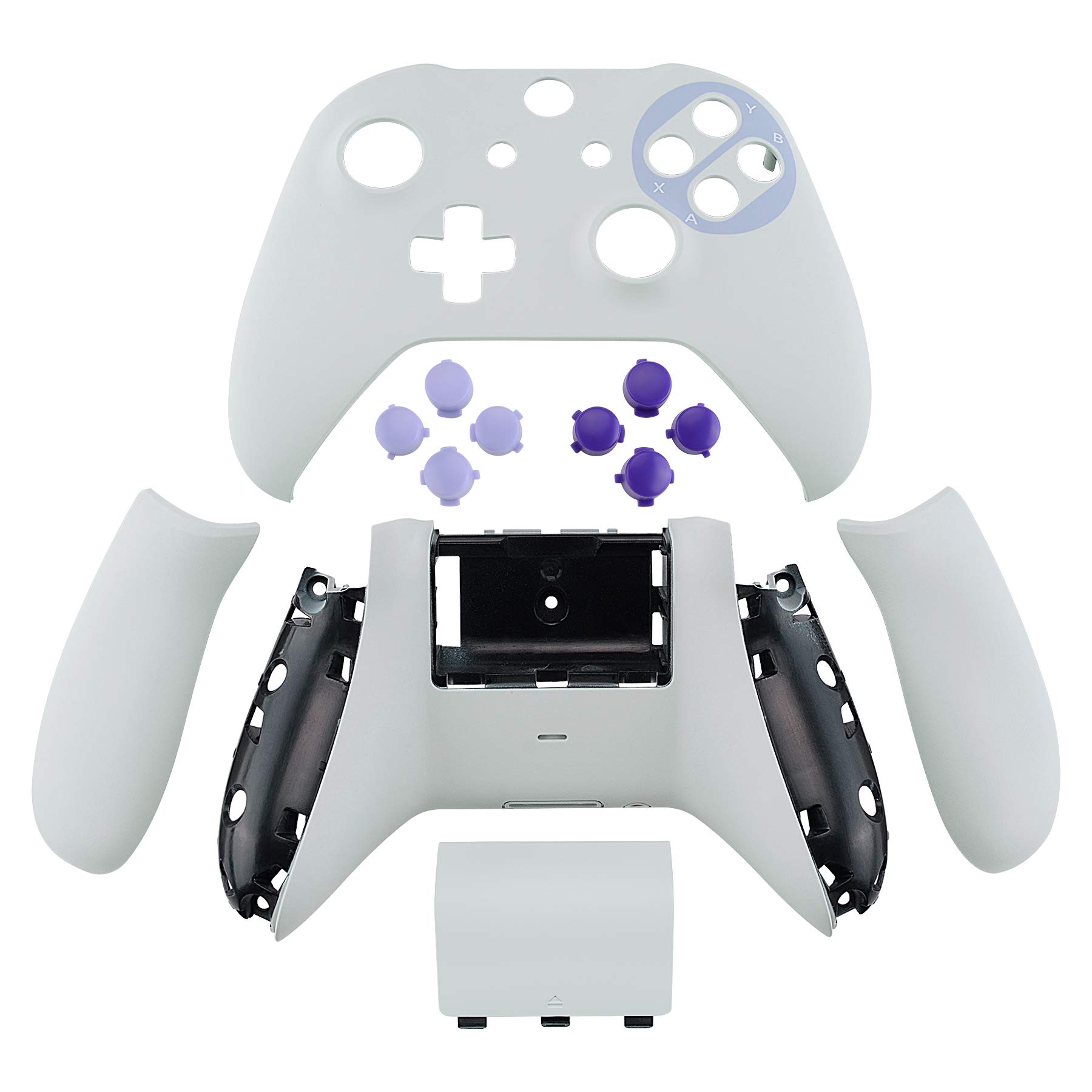 eXtremeRate Coque Avant Grips Poignées pour Xbox One S/X Manette avec Bouton ABXY, Coque de Remplacement pour Xbox One S/X Manette, Boîtier Customisé pour Modèle 1708, Snes Classique