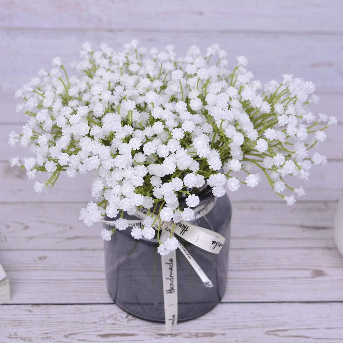 10Pcs 30 Bunches White Babys Breath Artificial Flowers Real Touch Fake Gypsophila Faux Plants for Wedding Garland Wreath Girl Crown Flower bonquet DIY Flores Arrangement Table Décor Centerpiece : Home & Kitchen