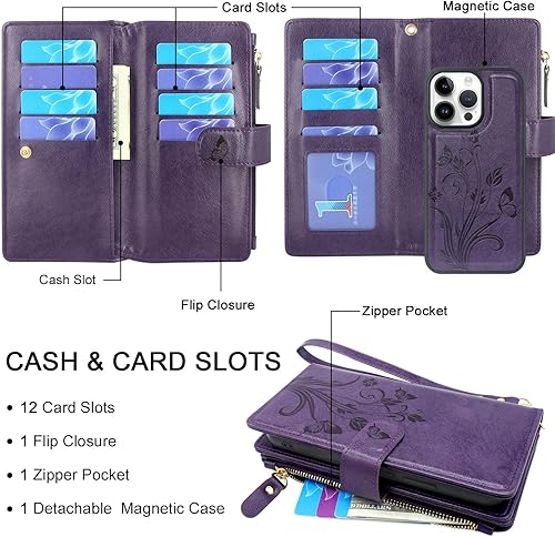 Miniatura 2 de Lacass Funda compatible con iPhone 14 Pro de 6.1 pulgadas ranuras para tarjetas Soporte para efectivo de crédito de identificación, bolsillo con