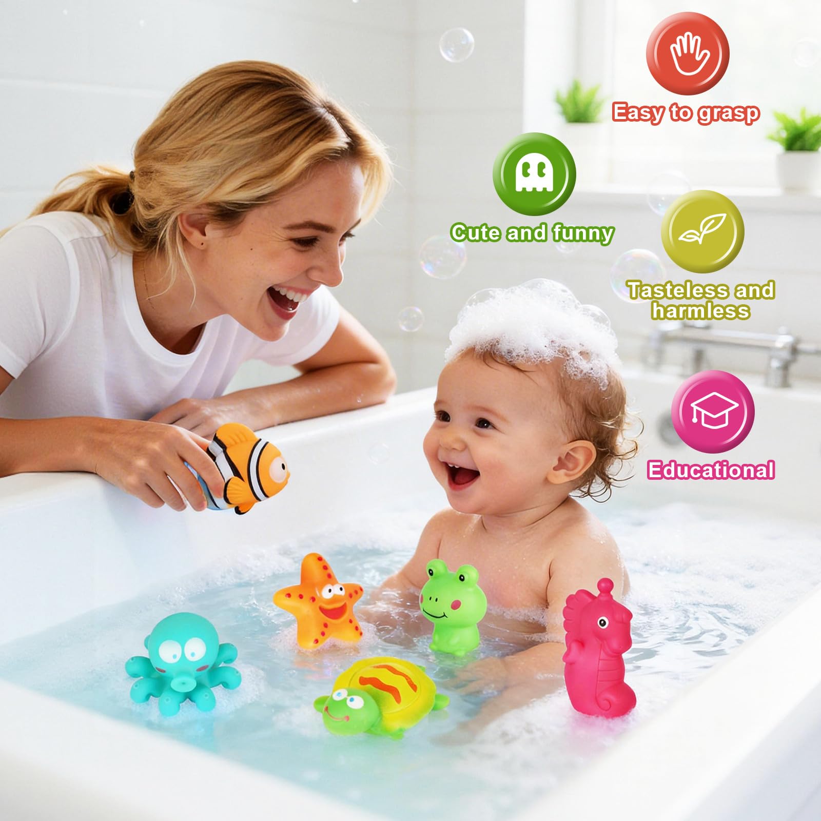 No Hole Mould Free Baby Bath Toys for 1+ Year Old 6Pack Toddler Bath Toys for Babies, Sea Animal Swimming Pool Toy Kids Water Play Toy for Boys Girls — view 4