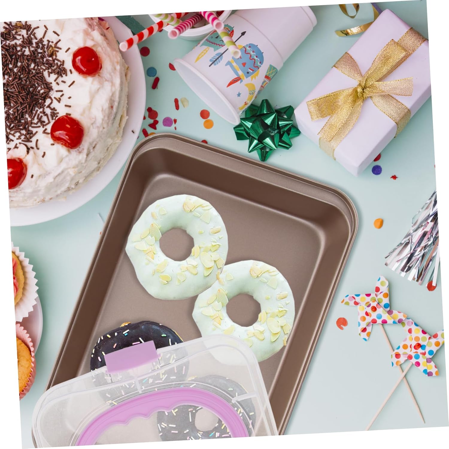 Carbon Steel Rectangular Cake Pan Non-stick Baking Mold Lid for Cheesecake Angel Food Cake