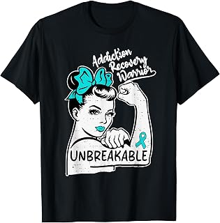Womens Addiction Recovery Warrior Awareness Drug Alcohol T-Shirt