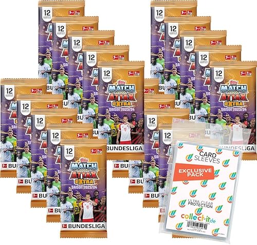 Bundle mit Topps Match Attax EXTRA Bundesliga 2023/24-20 Booster + Exklusive Collect-it Hüllen