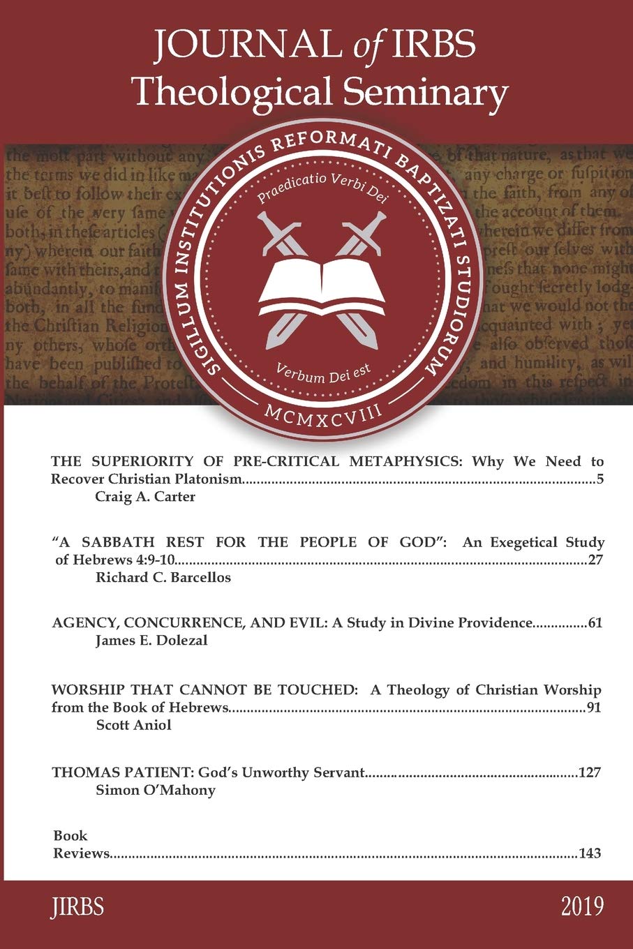Journal of IRBS Theological Seminary 2019: 2019