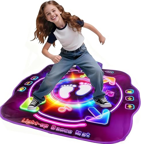 Juguetes de tapete de baile para niños de 3 a 12 años, tapete de juego de música bailando con Bluetooth inalámbrico iluminado con 5 modos de juego,