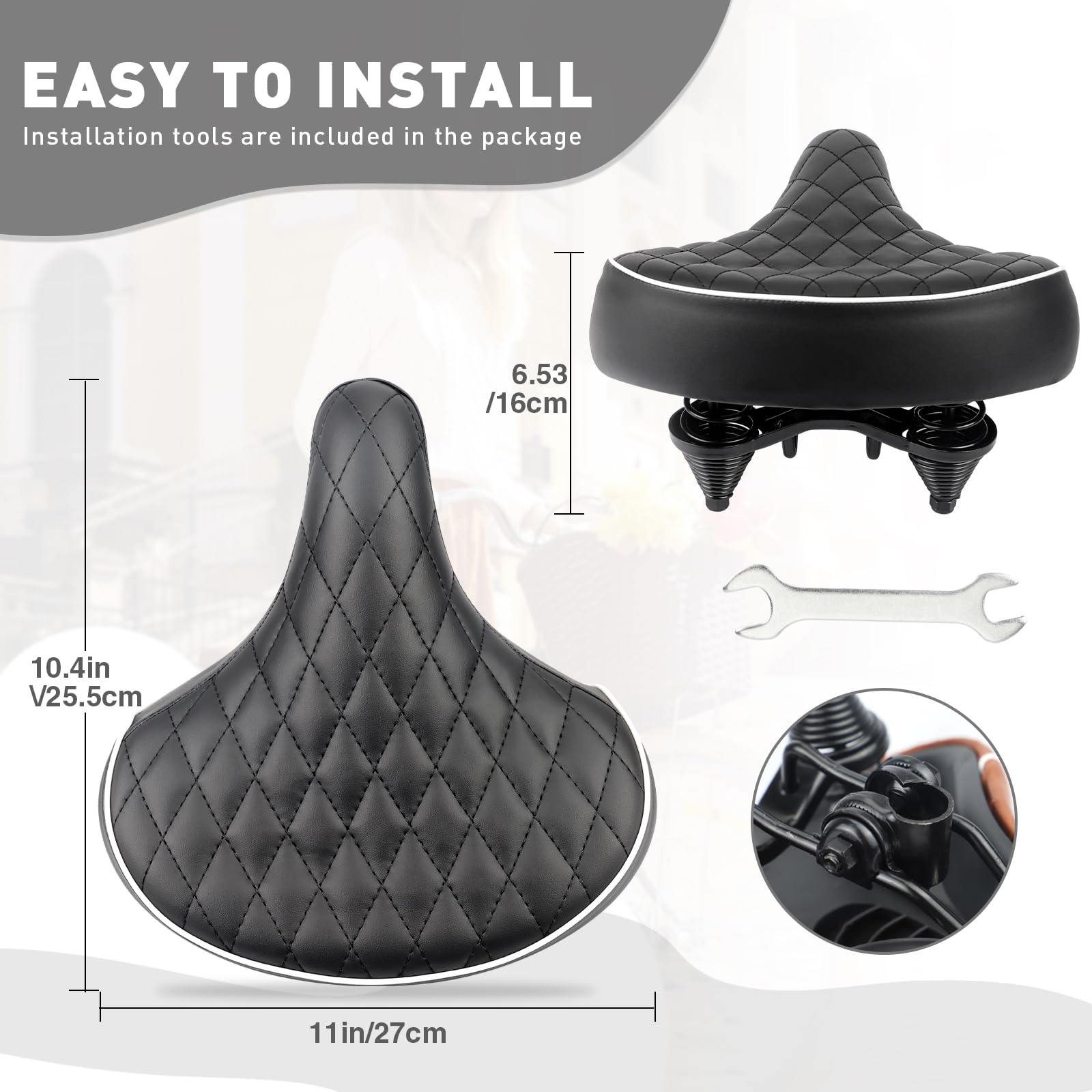 Fahrradsattel-Bequemer Gelsattel für Damen & Herren|Ergonomischer Komfortsitz für Stadtrad,MTB & Retro-Bikes(26×27cm)|Atmungsaktiv & Wasserdicht
