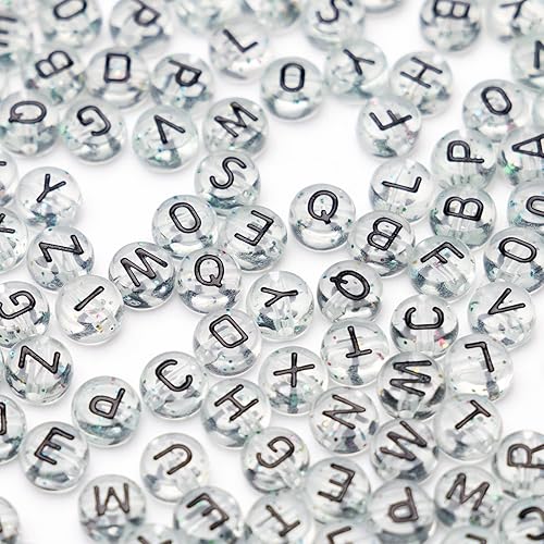 Miniatura 2 de 1400 cuentas de letras acrílicas de 0.157 x 0.27 pulgadas para hacer joyas, cuentas del alfabeto para hacer pulseras, cuentas redondas de la A a la