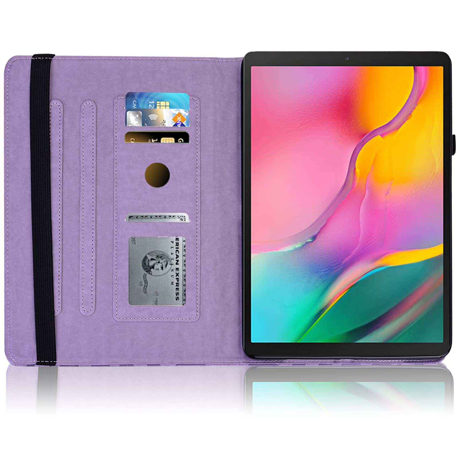 Custodia TUOLISG Per Kindle Fire HD 8 (2016-2019) - Pelle PU Con Supporto, Cinturino Da Polso, Tasca Portacarte E Pennino (Oro)