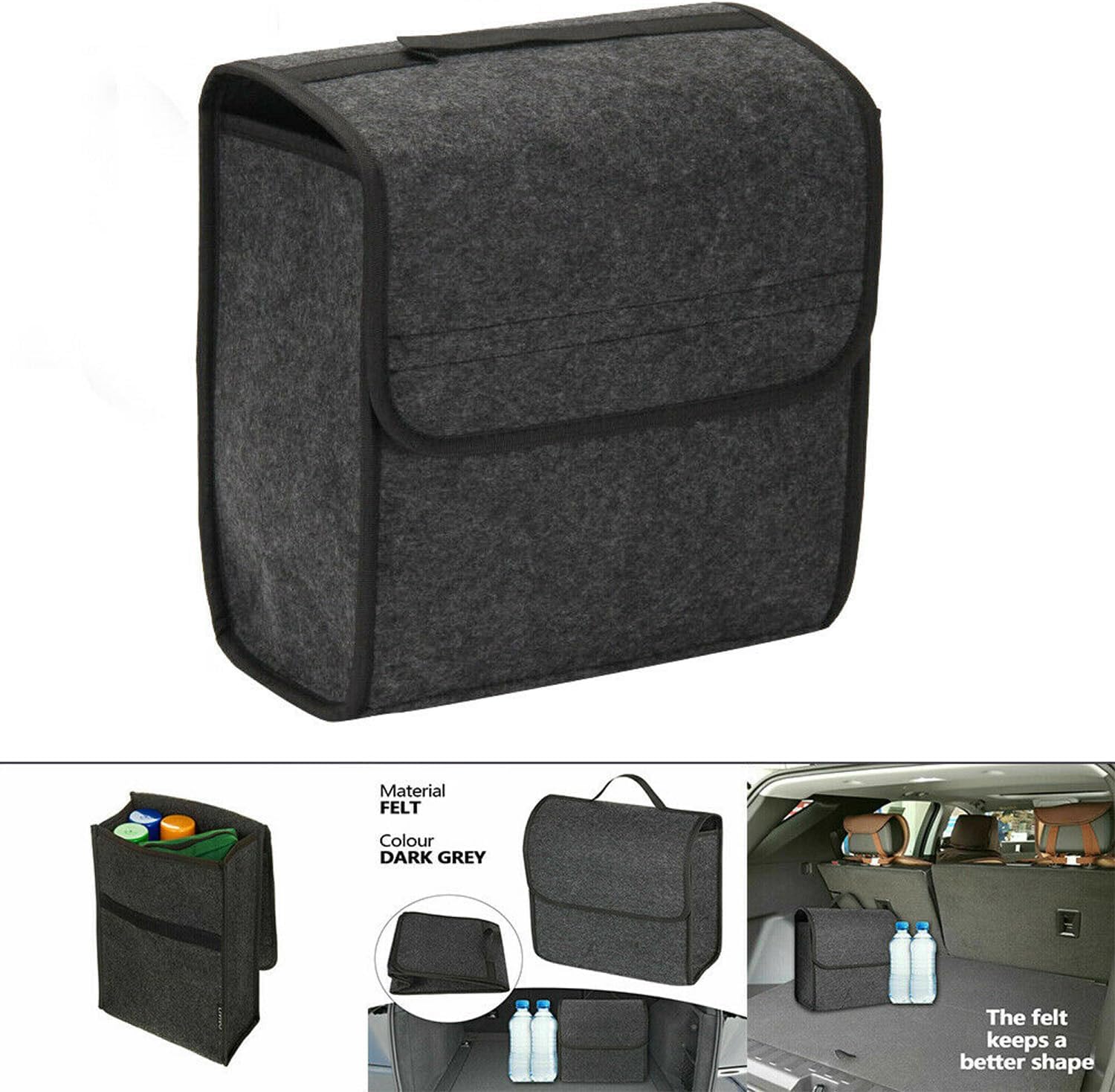 Car Trunk Organizer, Car Organizer and Storage with Lid, Foldable Vehicle Bag, Collapsible Trunk Storage Organizer, Cargo Trunk Organizer with Lid (11.8" * 11.4" *6.3")