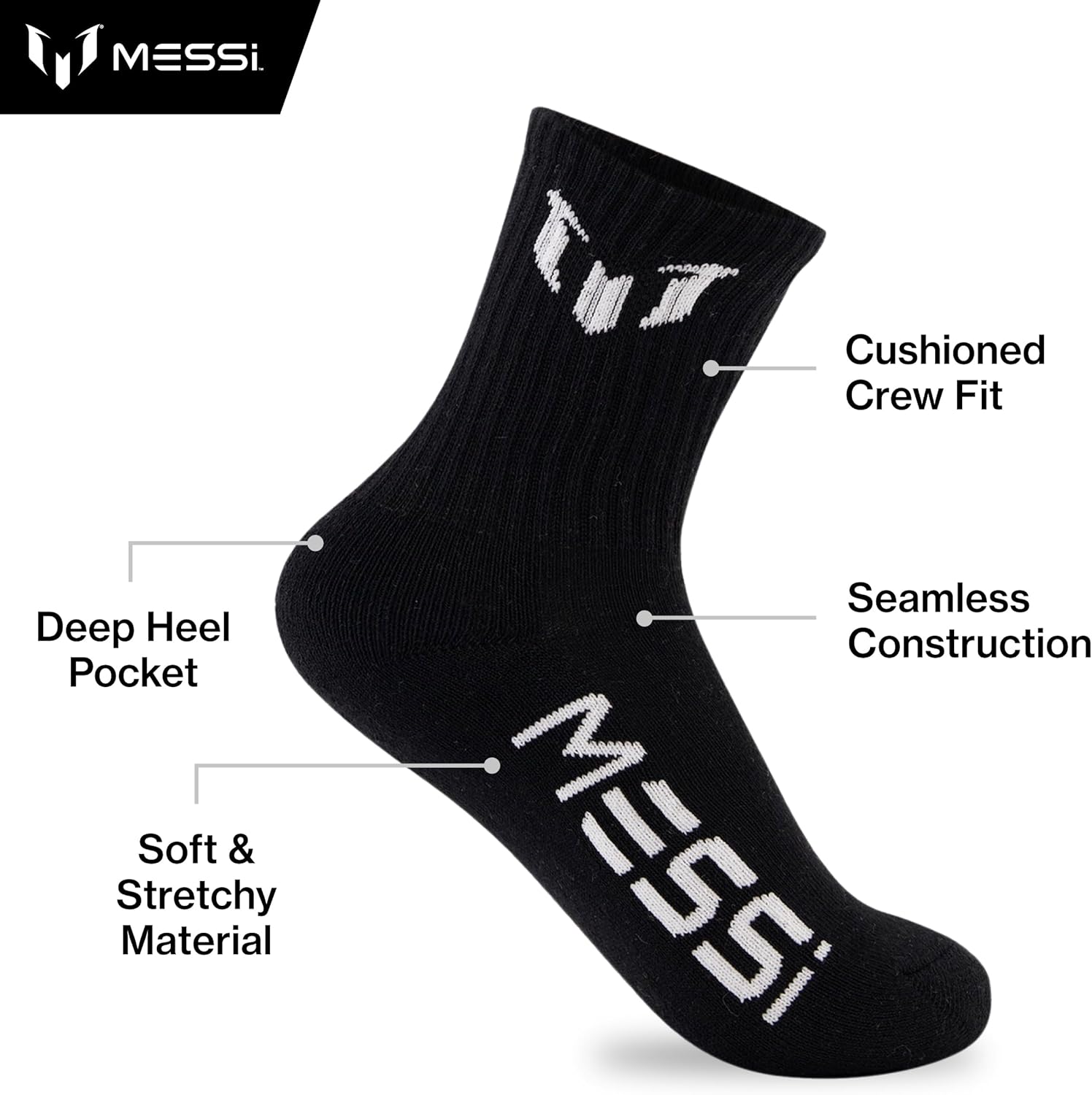 Messi Girls Lifestyle No-Show Socks, 6-Pack Kids Socks, Soft & Stretchy, Comfortable - Image 4