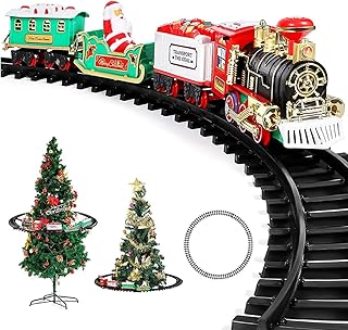 Christmas Tree Train Set Toy Train Set with Lights and Sounds Round Railway Tracks for Under or Around The Christmas Tree