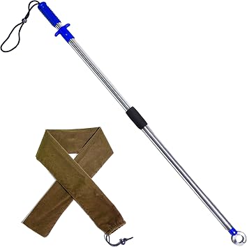 Heavy-Duty Fish Gripper Extra-Long Stainless Steel Grabber with Non-Slip Handle, Wrist Lanyard & Storage Bag for Secure Fish Handling in Freshwater & Saltwater