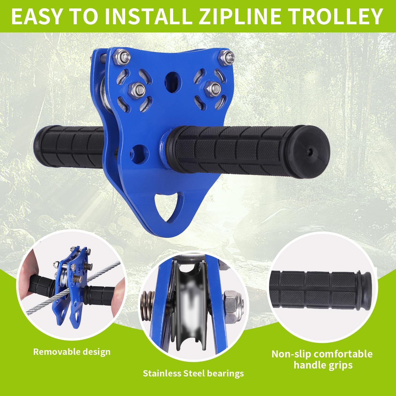 150 FT Zipline for Backyard Kids and Adults, Adjustable Zip Line Kit for Adult Outdoor 390 LBS Removable Non-Slip Trolley Play Playground Entertainment