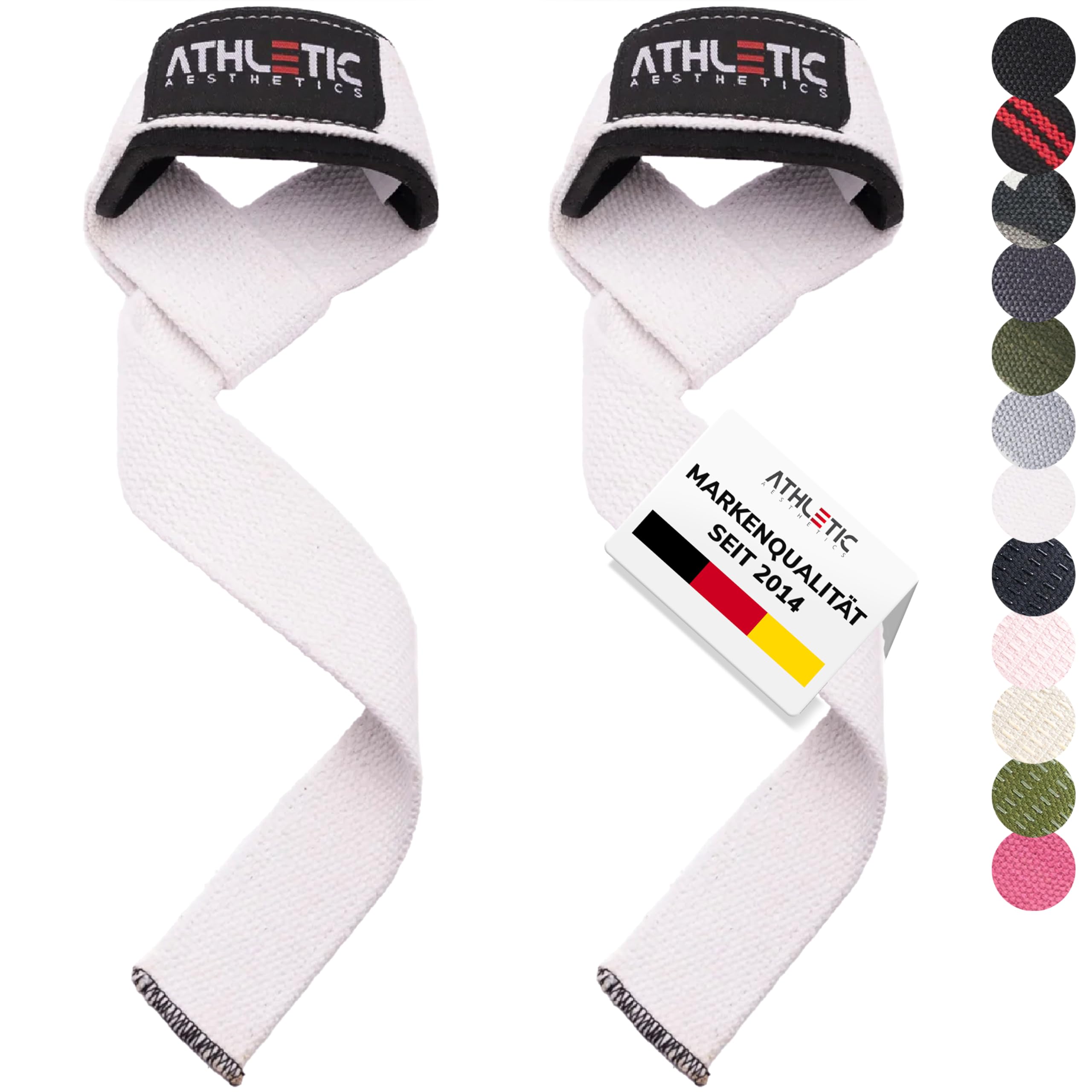 ATHLETIC AESTHETICS Zughilfen für Krafttraining und Bodybuilding (gepolstert) - Profi Lifting Straps 60 cm Länge für Fitness, Weightlifting, Kreuzheben - Zughilfe im Paar für Frauen und Männer