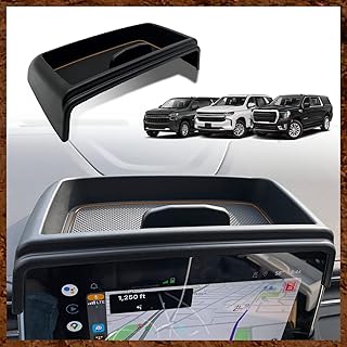 Muslogy for 2021-2023 Yukon Tahoe Suburban Dash Storage Tray Insert Behind Screen Organizer Box Interior Accessories Compatible with GMC Yukon Tahoe Suburban 2021 2022 2023 Not for Denali (Brown)