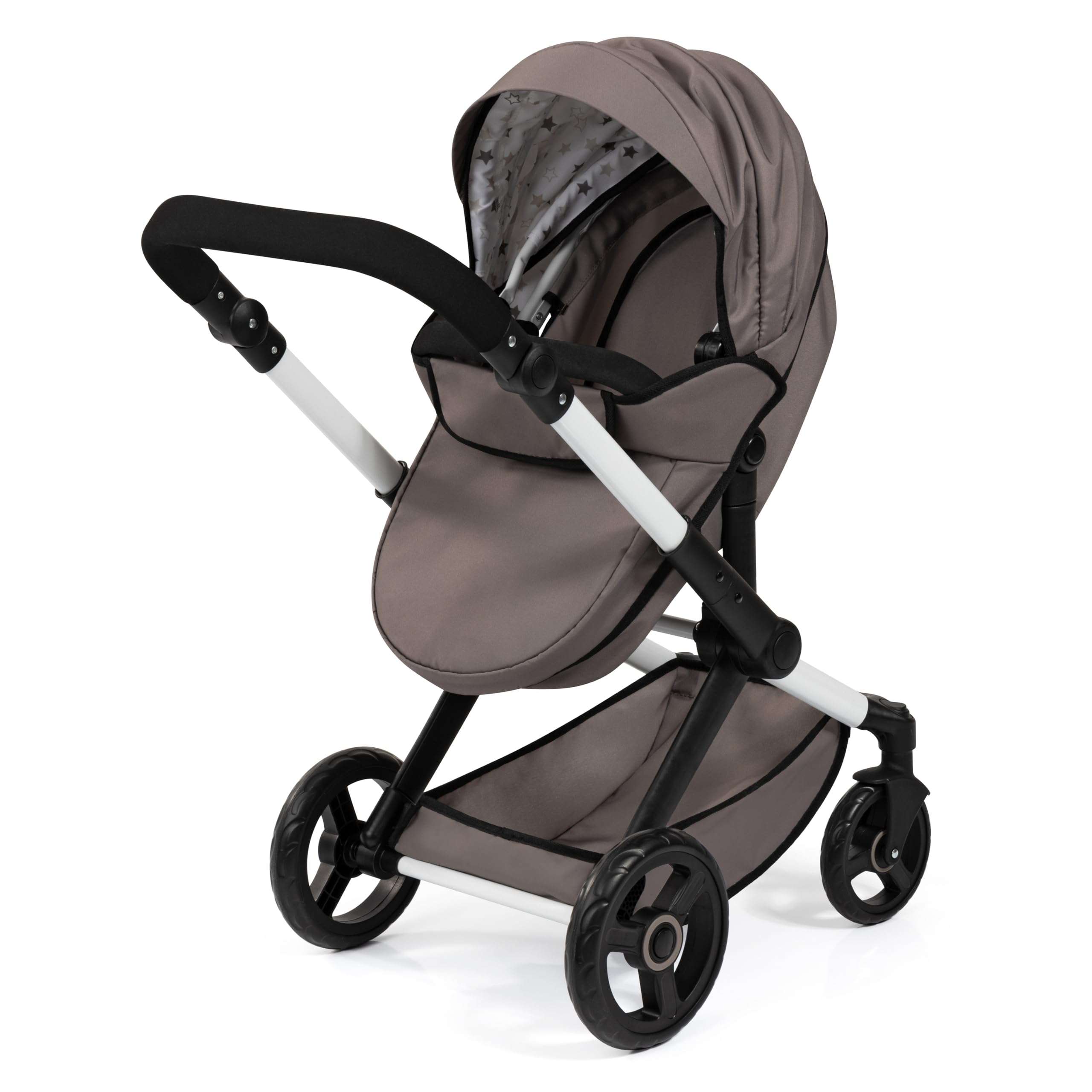 Bayer - Dolls Pram Xeo (17086AB) | Carrozzina per bambole con manico regolabile in altezza e girevole, trasformabile