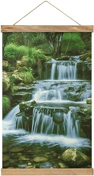 GFLFMXZW Canvas Hanging Poster Long Vertical Wall Hanging Tapestry Waterfall Flowing Down Wall Art Banner Ready to Hang Wall Artwork Home Decoration for Bedroom Living Room Dorm 20.4x13.1 in