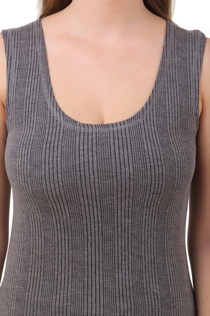 HAP Women's Blended Quilted Thermal Set of Sleeveless Top + Trouser Ladies Warmer Innerwear (Charcoal Grey, XX-Large) - Image 3 thumbnail