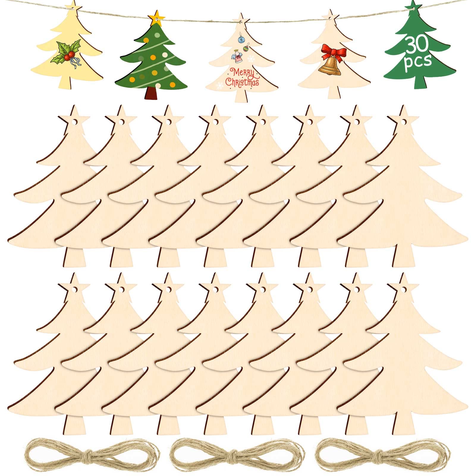 Amaxiu Houten hangende kerstversieringen, 12 stuks mini