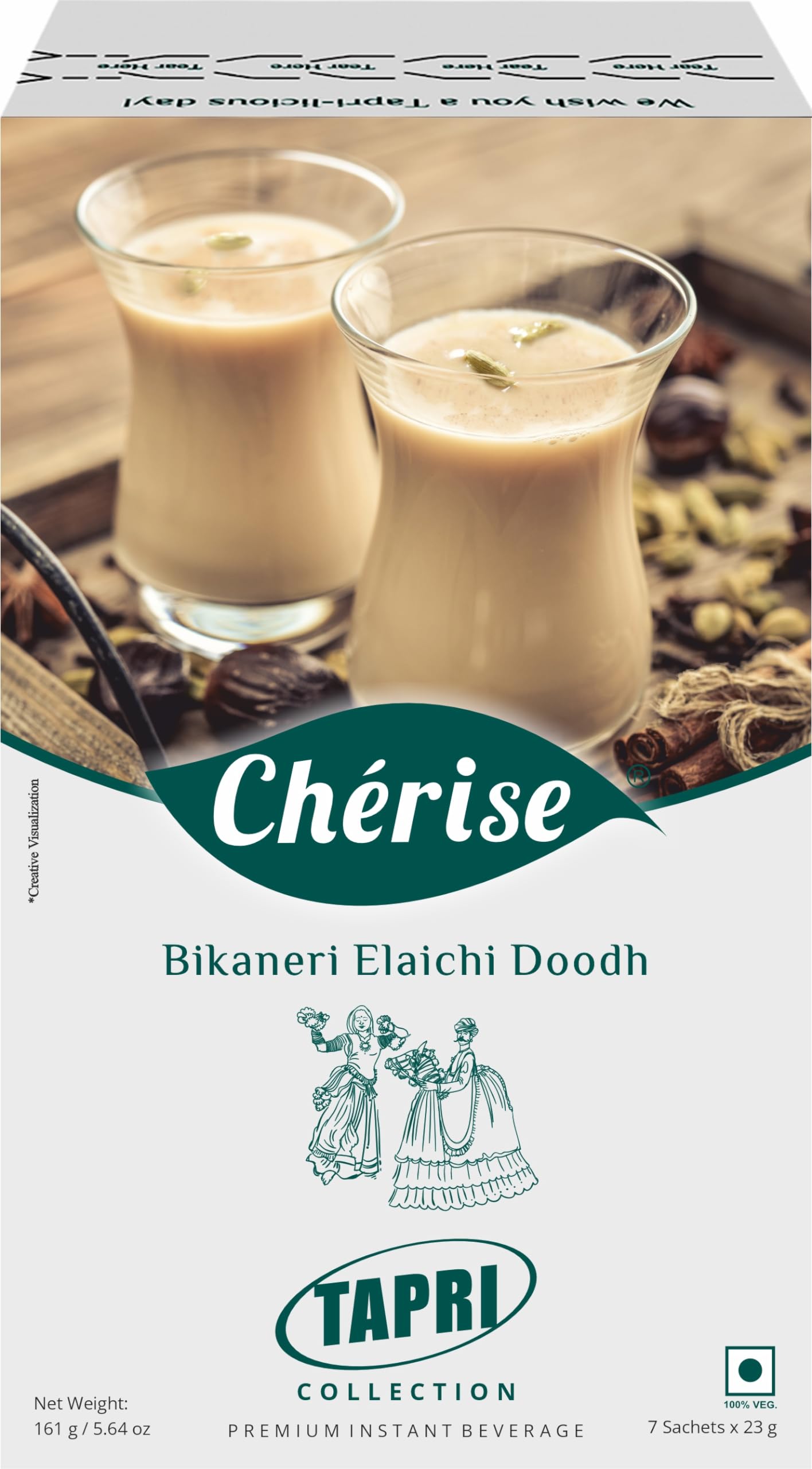 Cherise Tapri Premium Bikaneri Elaichi Doodh, Instant Milk Premix (23 g x 7 Sachets)-image-49