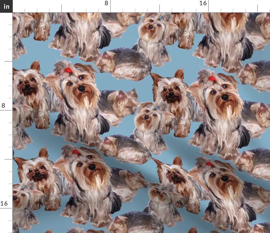 Spoonflower Fabric - Yorkshire Terrier Yorkies Dog Pet Dogs Printed on Petal Signature Cotton Fabric by The Yard - Sewing Quilting Apparel Crafts Decor
