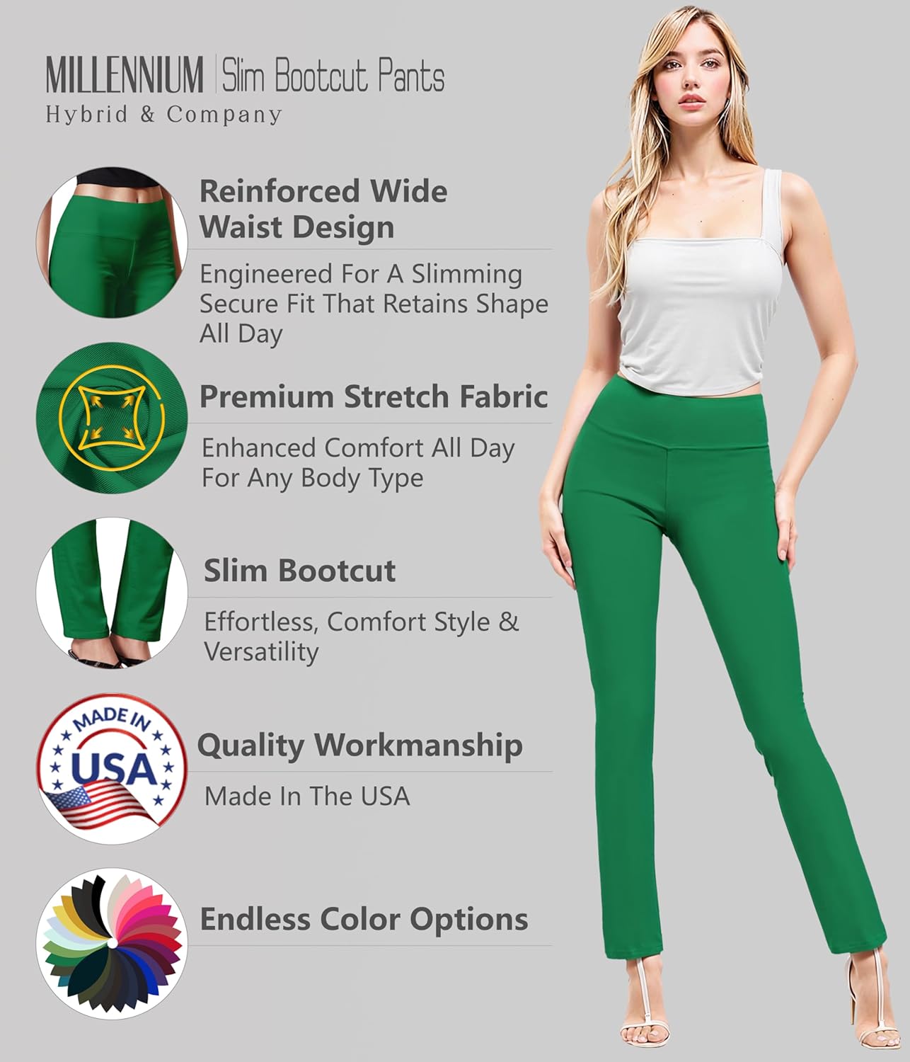 Hybrid & Company Womens Business Millennium Slim Bootcut Pants - Image 4