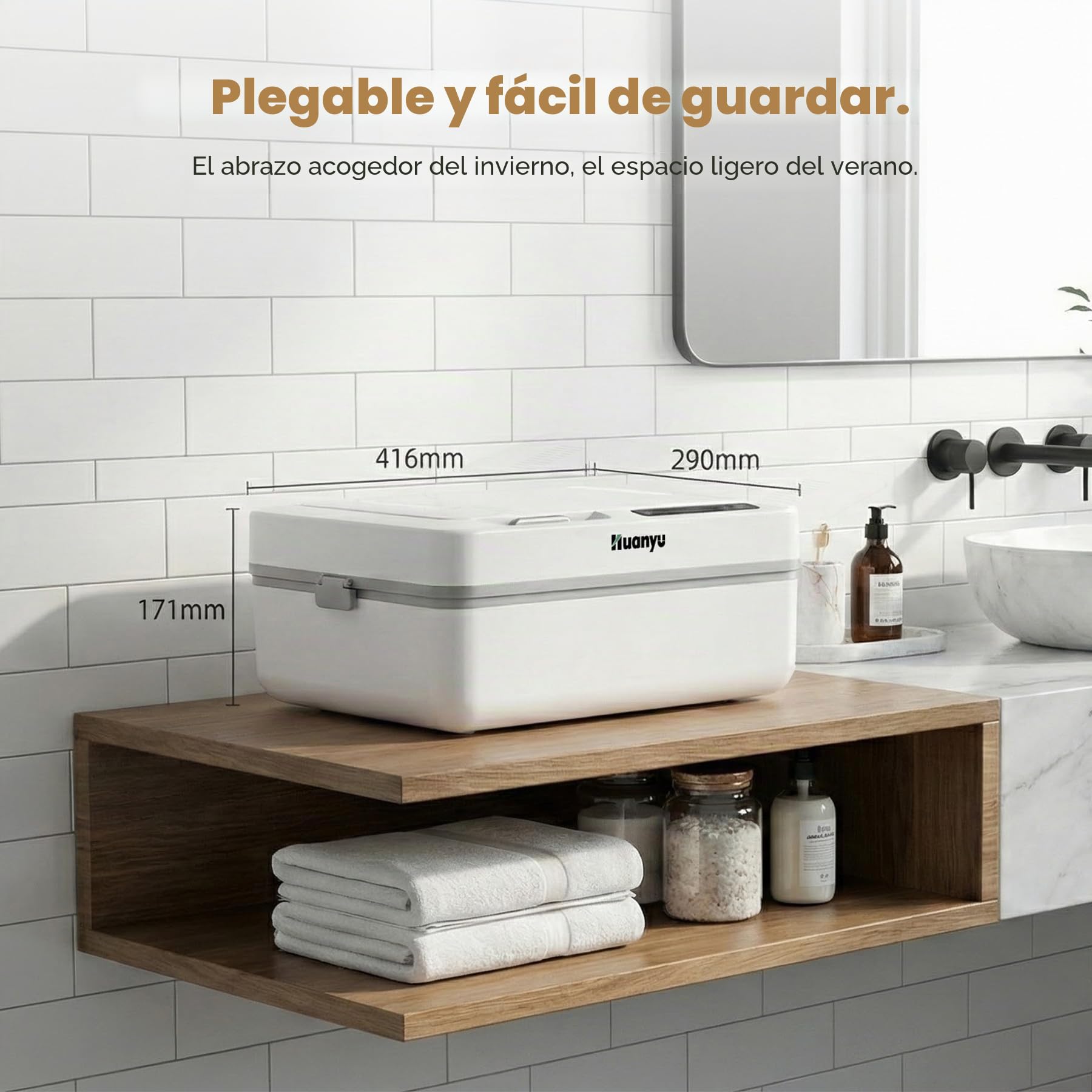 Huanyu Calentador de Toallas 35L Cubo Calentador de Toallas Plegable para baño y SPA Calentador de Toallas de Lujo con función de programación y Gancho Colgante extraíble