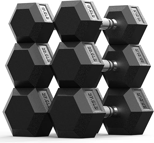 Miniatura 22 de PAPABABE Juego de mancuernas, mancuernas de gimnasio en casa con revestimiento de goma, mancuernas para mujeres y hombres, pesas de mano para