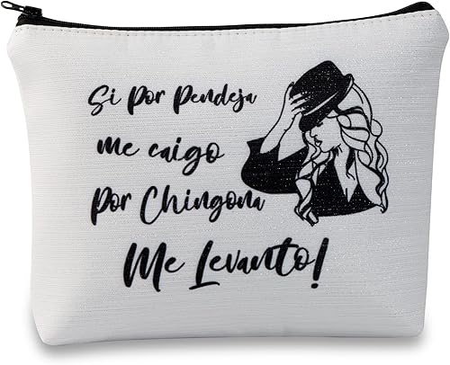 G2TUP Bolsa de maquillaje para amantes de la música, bolsa de cosméticos con cremallera Latina AF regalo para fanáticos, Si Por Pendeja Me Blanco