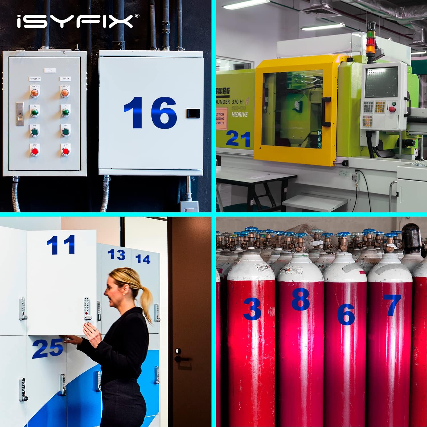 iSYFIX Reflective Blue Vinyl Numbers Stickers – 6 Inch Self Adhesive (2 Sets)- Premium Decal Die Cut and Pre-Spaced for Mailbox, Signs, Window, Door, Cars, Trucks, Homes, Businesses, Indoor or Outdoor